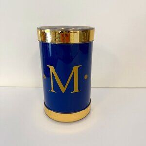 Gold & Blue "M" Monogrammed White Wine Chiller Cooler Holder